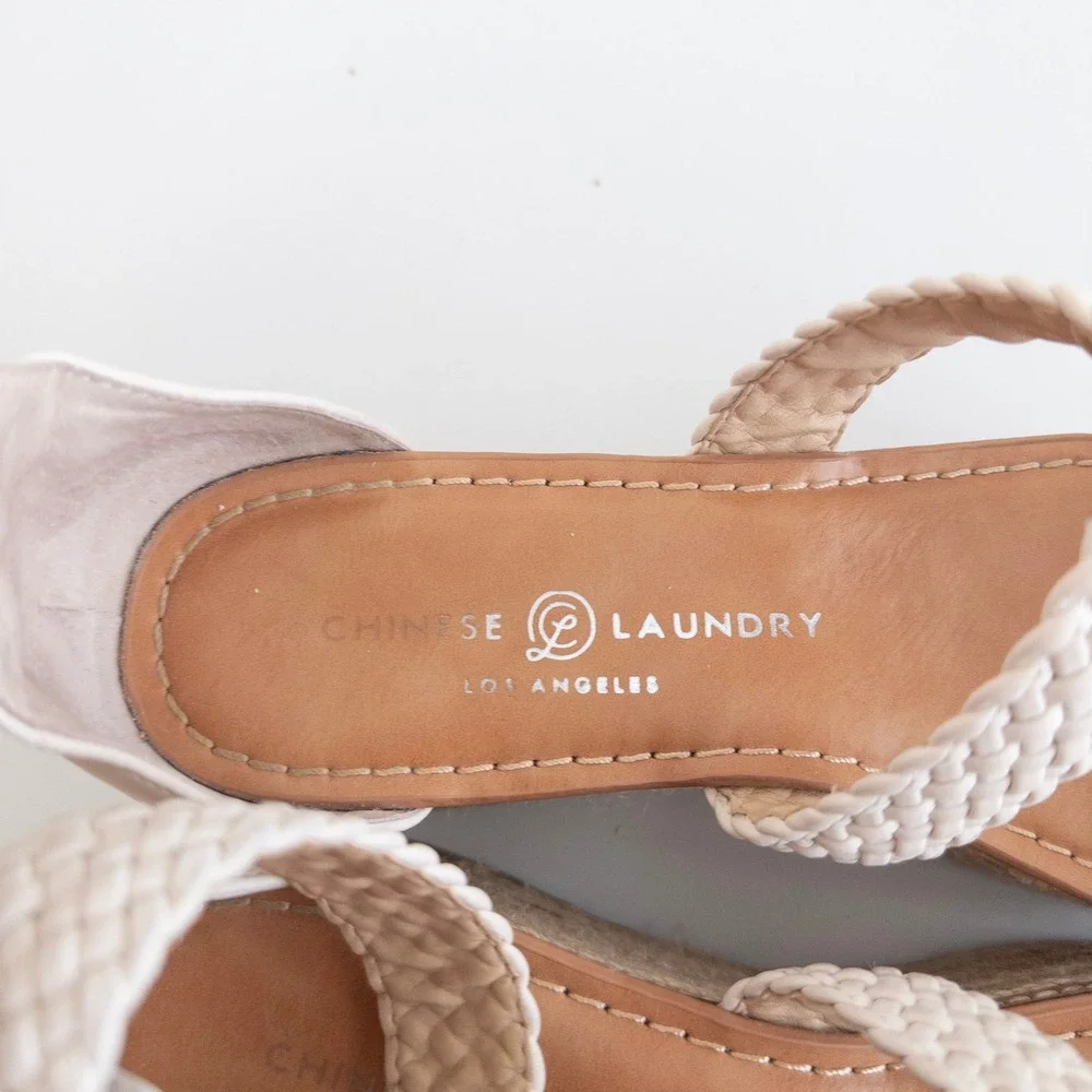 Chinese Laundry Womens Platform Espadrille Sandals 7.5 Cream Woven‎ Wedge Boho